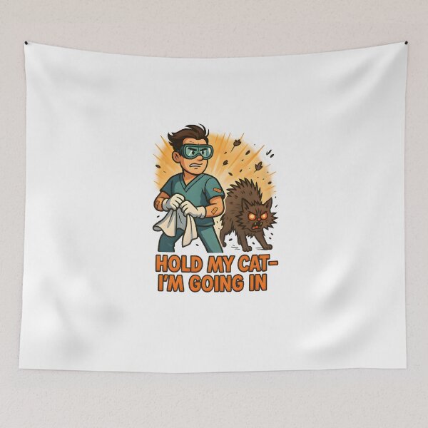 Item preview, Hold My Cat — I’m Going In – Funny Cat Vet Humor Design designed and sold by Bettybee00.