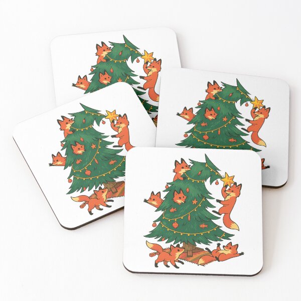 Item preview, Cute Foxes Decorating Christmas Tree designed and sold by Fam19.