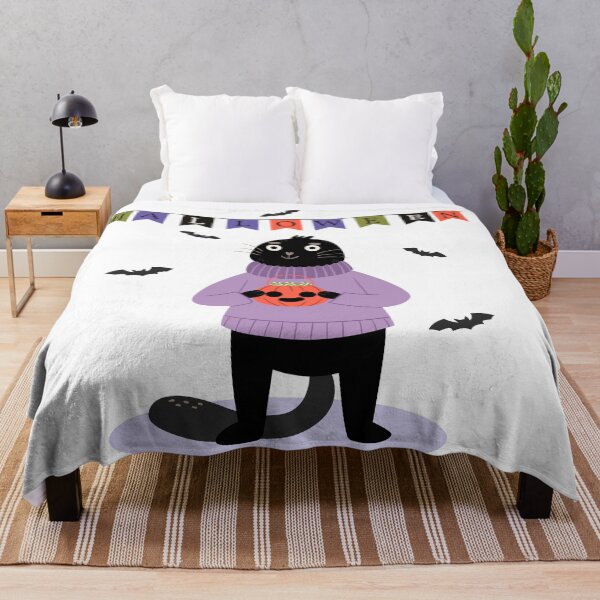 Item preview, Illustration with Black Cat Holding a Bag and Halloween Decoration designed and sold by AlginaPugachova.