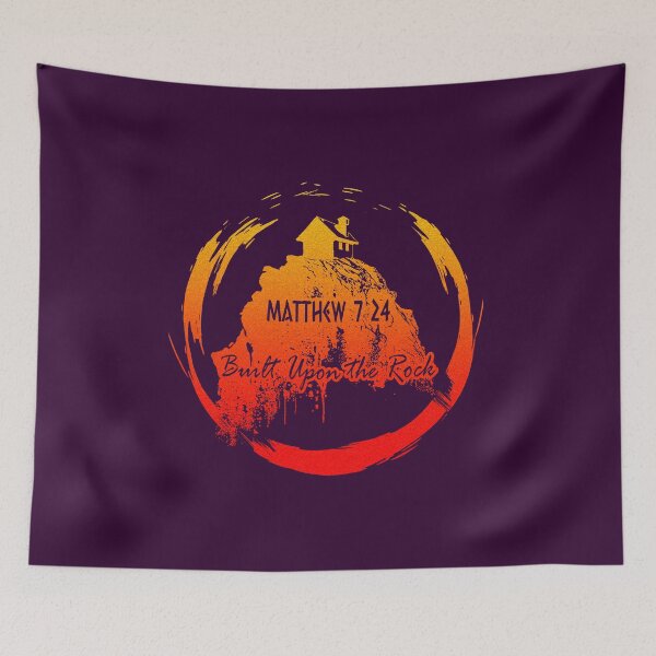 Item preview, Build Upon the Rock — Matthew 7:24 | Christian Mountain House - Eclipse like  Design | Orange designed and sold by ZechJohnRB.