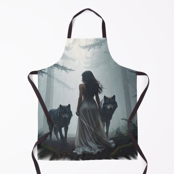 Item preview, Woman in white dress with wolves in the forest designed and sold by LiskoDesign.