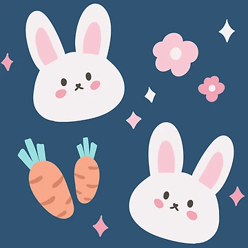 Artwork thumbnail, Cute Rabbit Carrot Happy Day Pattern by Rnaart