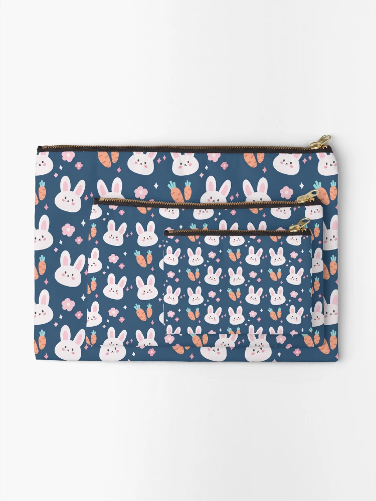 Thumbnail 2 of 4, Zipper Pouch, Cute Rabbit Carrot Happy Day Pattern designed and sold by Rnaart.