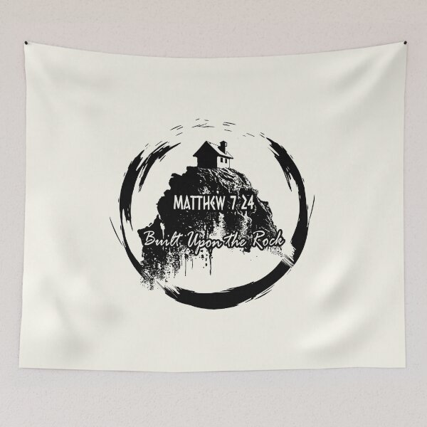 Item preview, Build Upon the Rock — Matthew 7:24 | Christian Mountain House - Eclipse like  Design | black designed and sold by ZechJohnRB.
