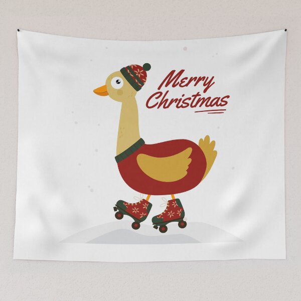 Item preview, Merry Christmas Illustration with a Duck Wearing a Sweater, Hat, and Roller Skates	 designed and sold by AlginaPugachova.