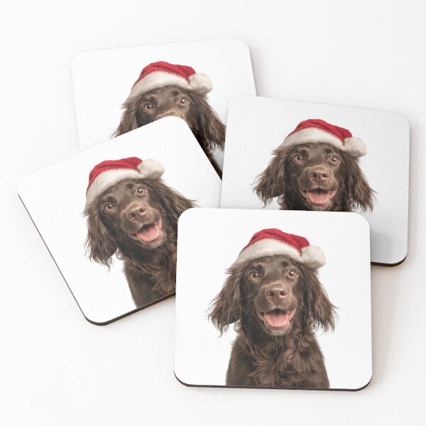 Item preview, Boykin Spaniel with Christmas Hat – Festive Swamp Poodle dog Xmas Design designed and sold by LazyOwlStore.