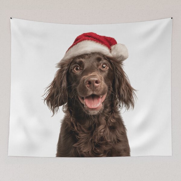 Item preview, Boykin Spaniel with Christmas Hat – Festive Swamp Poodle dog Xmas Design designed and sold by LazyOwlStore.