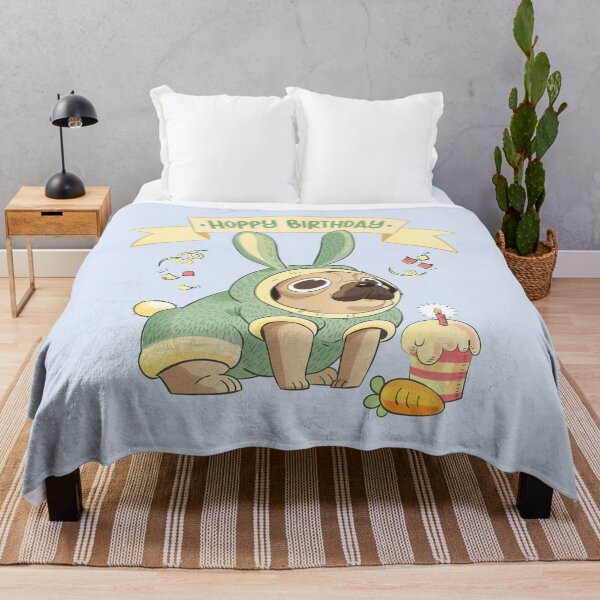Item preview, Hoppy Birthday - Cute Pug in Bunny Costume designed and sold by chillaxcats.