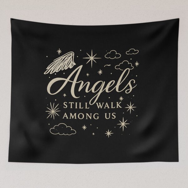 Item preview, Angels Still Walk Among Us – Elegant Gold & White Celestial Typography Design designed and sold by bazstees54.