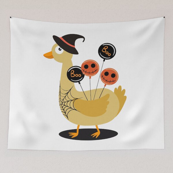 Item preview, Illustration with a Duck Holding Balloons Boo and Wearing Magic Hat designed and sold by AlginaPugachova.