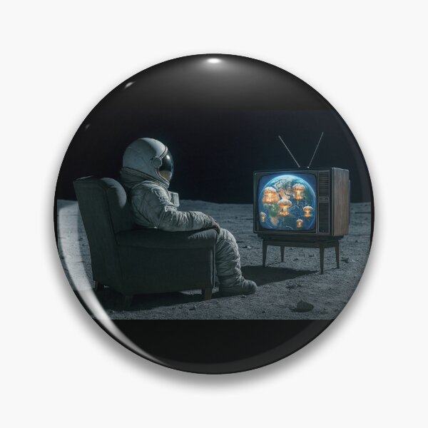Item preview, Cool Surreal Poster of an Astronaut on the Moon watching the Nuclear Annihilation of the Earth  designed and sold by Halifaxartguy.