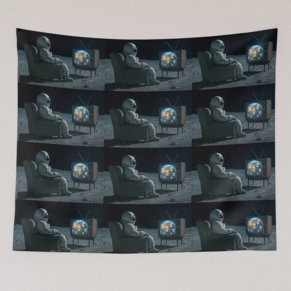 Item preview, Cool Surreal Poster of an Astronaut on the Moon watching the Nuclear Annihilation of the Earth  designed and sold by Halifaxartguy.