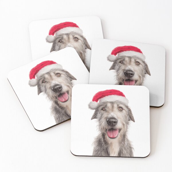Item preview, Irish Wolfhound with Christmas Hat – Festive Irish Greyhound Xmas Design designed and sold by LazyOwlStore.