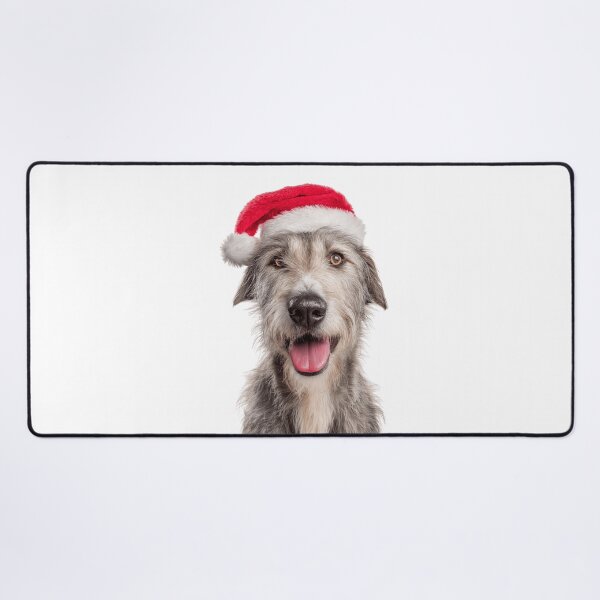 Item preview, Irish Wolfhound with Christmas Hat – Festive Irish Greyhound Xmas Design designed and sold by LazyOwlStore.