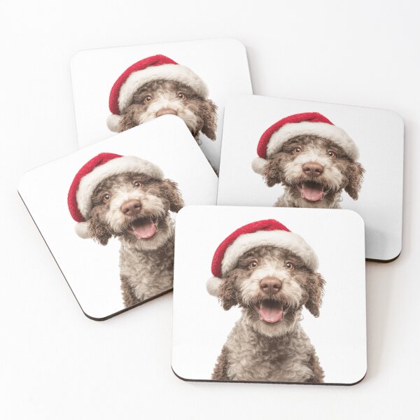 Item preview, Lagotto Romagnolo with Christmas Hat – Festive Romagna Water dog Xmas Design designed and sold by LazyOwlStore.