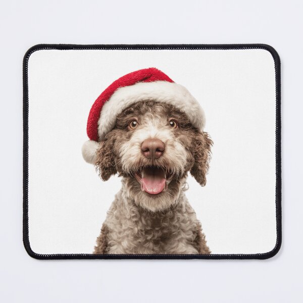 Item preview, Lagotto Romagnolo with Christmas Hat – Festive Romagna Water dog Xmas Design designed and sold by LazyOwlStore.