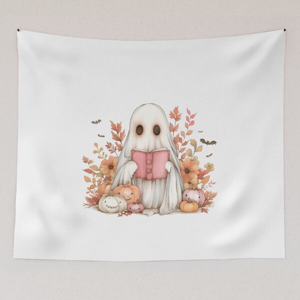 Item preview, Halloween Ghost Reading, Pumpkins, Bats And Flowers designed and sold by xiao xuans.