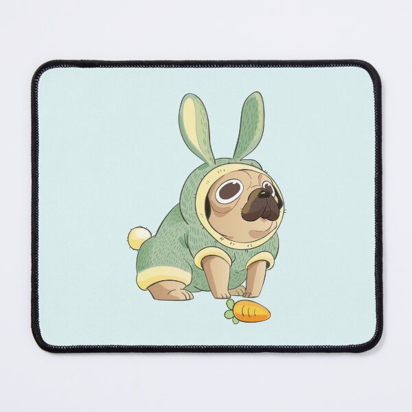 Item preview, Cute Pug in Bunny Costume with Carrot designed and sold by chillaxcats.