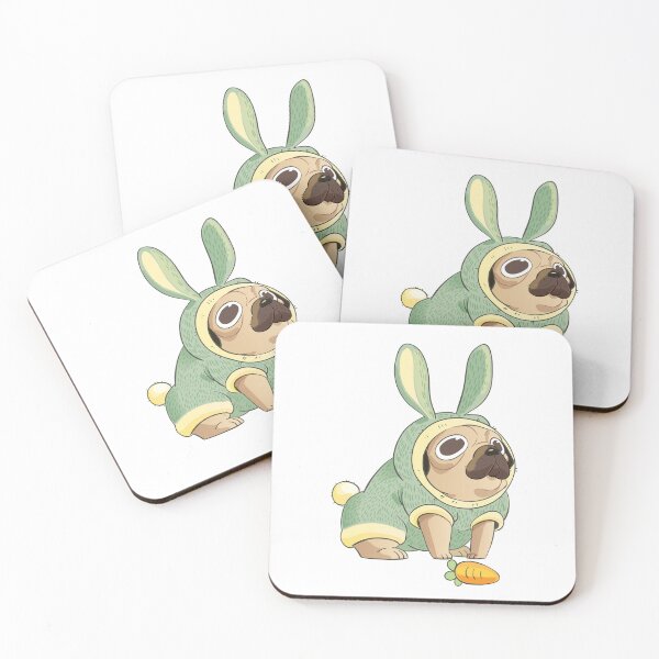Item preview, Cute Pug in Bunny Costume with Carrot designed and sold by chillaxcats.