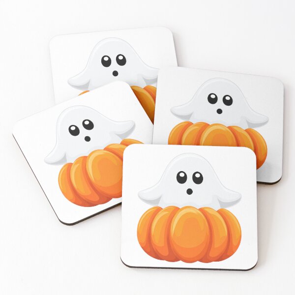 Item preview, Cute Ghost in Pumpkin | Kawaii Halloween Sticker & Spooky Fall Design designed and sold by VilnaArtPrints.