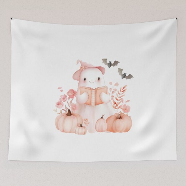 Item preview, Halloween Ghost Reading, Pumpkins, Bats And Flowers designed and sold by xiao xuans.