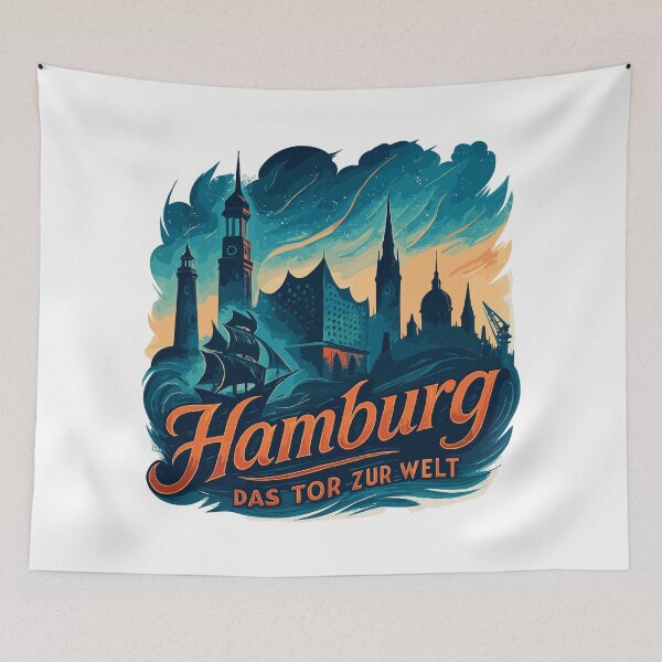 Item preview, Hamburg Gateway to the World City Silhouette Harbor Gift designed and sold by Pineapple-Tree.