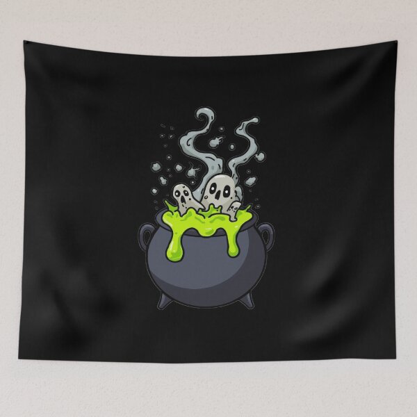 Item preview, Cartoon witch cauldron with green potion boiling designed and sold by champkppwc.