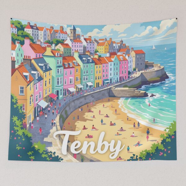 Item preview, Tenby: Vintage-Style Painterly Travel Poster designed and sold by LSVart.