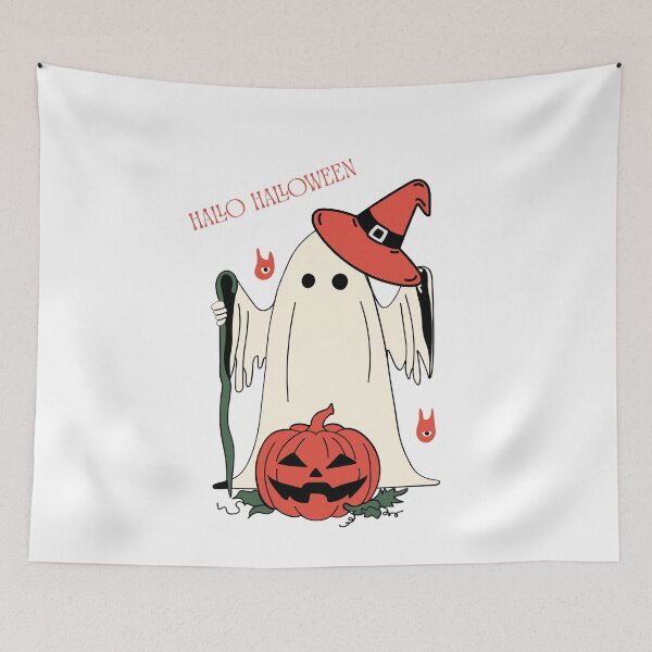 Item preview, Hallo Halloween. A Ghost Tipping Its Hat in Greeting. designed and sold by Dinasshop.