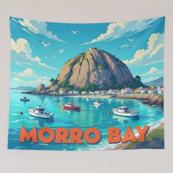 Item preview, Morro Bay: Vintage-Style Painterly Travel Poster designed and sold by LSVart.