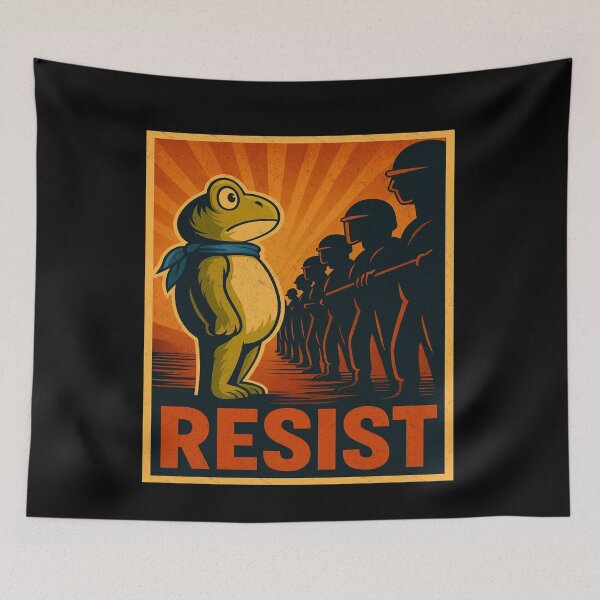 Item preview, Portland Frog Resist Portland Protest Art – Vintage Activist Frog designed and sold by FreshVibe Prints.