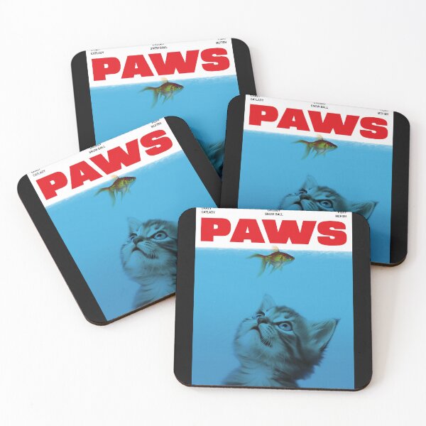 Item preview, JAWS FILM Cute Cat PAWS MOVIE Poster designed and sold by JusTiceT-shirts.