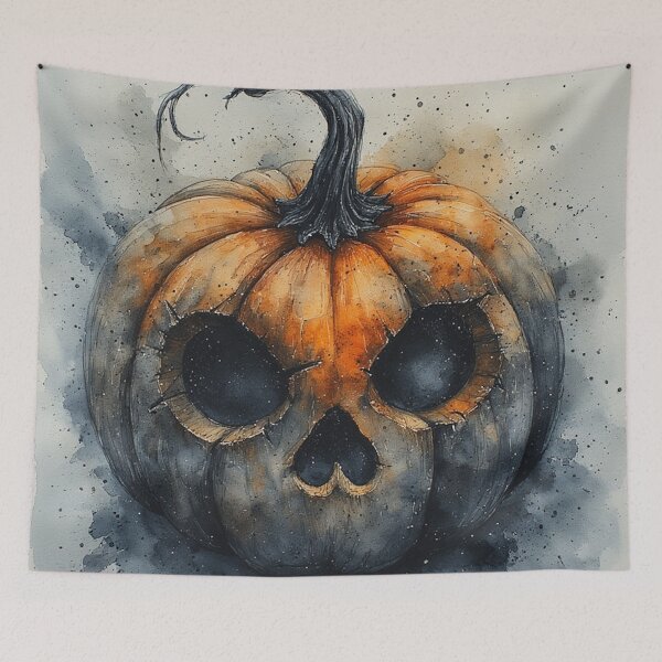 Item preview, Calabaza de Halloween espeluznante y linda en acuarela designed and sold by CamiGraphix.