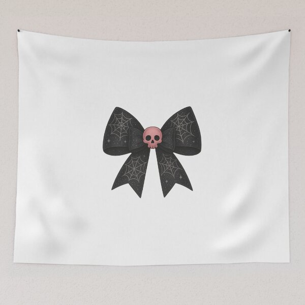 Item preview, Black Skull Spiderweb Bow Gothic Halloween Art designed and sold by ChaaiTee.