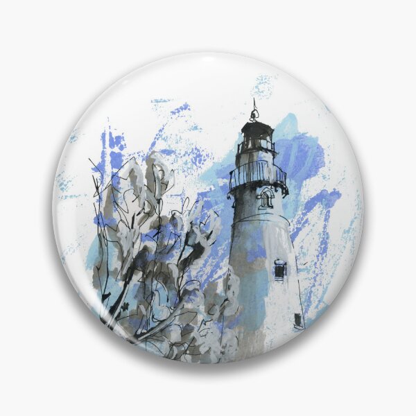Artikelvorschau, Windpoint Leuchtturm, Racine Wisconsin Lake Michigan Skizzenmalerei entworfen und verkauft von Suburbansketcher.