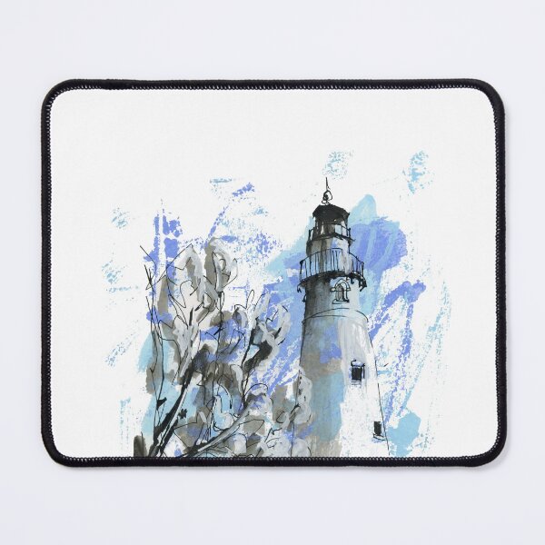 Item preview, Windpoint Lighthouse, Racine Wisconsin Lake Michigan Sketch Painting designed and sold by Suburbansketcher.