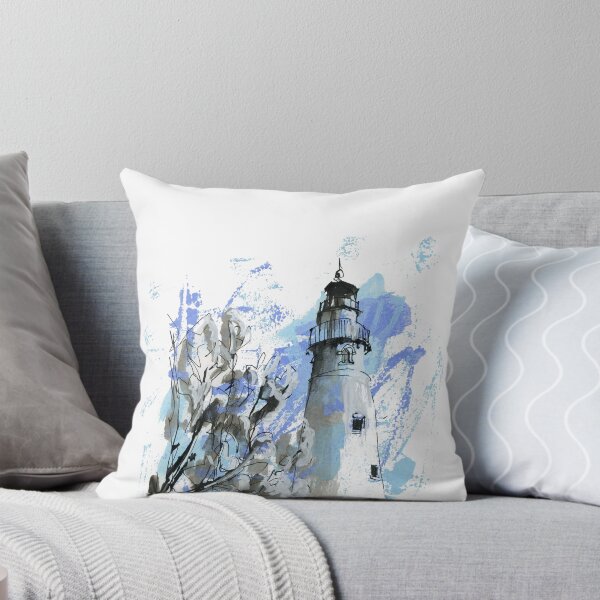 Item preview, Windpoint Lighthouse, Racine Wisconsin Lake Michigan Sketch Painting designed and sold by Suburbansketcher.