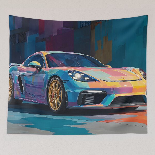 Item preview, Porsche 718 Cayman GT4 Sports Car Wall Art Print designed and sold by AutoPopStudio.