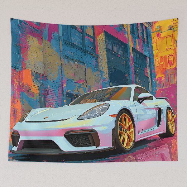 Item preview, Pop Art Style Porsche 718 Cayman GT4 Wall Hanging designed and sold by AutoPopStudio.