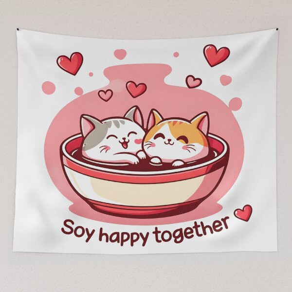 Item preview, Sushi Cat Soy happy together designed and sold by Uglyandcute.
