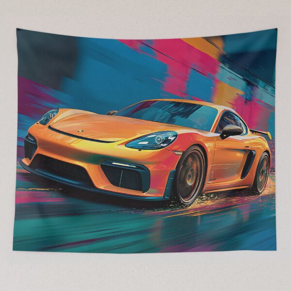 Item preview, Porsche 718 Cayman GT4 Retro Pop Art Wall Décor designed and sold by AutoPopStudio.