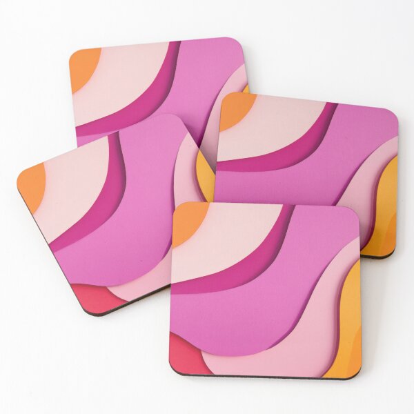 Item preview, Abstract shapes with an orange and pink color scheme, vintage paper texture overlay. Red-violet and white colors, children's book illustration style designed and sold by anytka.