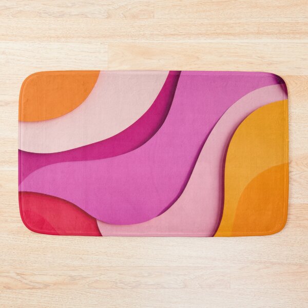 Item preview, Abstract shapes with an orange and pink color scheme, vintage paper texture overlay. Red-violet and white colors, children's book illustration style designed and sold by anytka.
