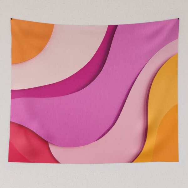 Item preview, Abstract shapes with an orange and pink color scheme, vintage paper texture overlay. Red-violet and white colors, children's book illustration style designed and sold by anytka.