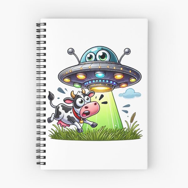Item preview, Funny UFO Abduction Cartoon with Cow. designed and sold by The-T-In-Retro.
