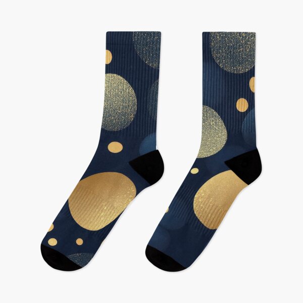 Item preview, Gilded seamless pattern with gold foil polka dots on a navy blue background designed and sold by anytka.