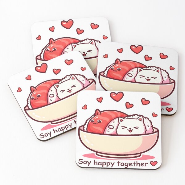 Item preview, Sushi Cat Soy happy together designed and sold by Uglyandcute.