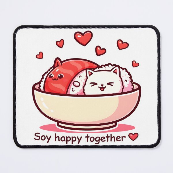 Item preview, Sushi Cat Soy happy together designed and sold by Uglyandcute.