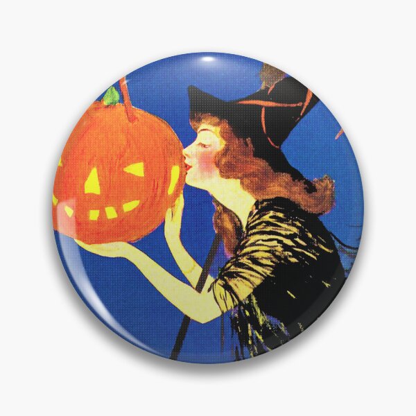Item preview, Calabaza besando a una bruja vintage de Halloween designed and sold by 2ndBloom.