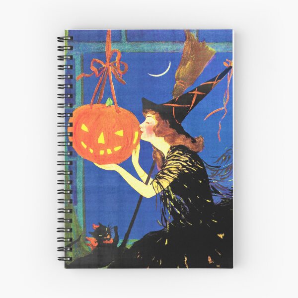Aperçu de l'œuvre Citrouille d'Halloween vintage sorcière embrassant créée et vendue par 2ndBloom.